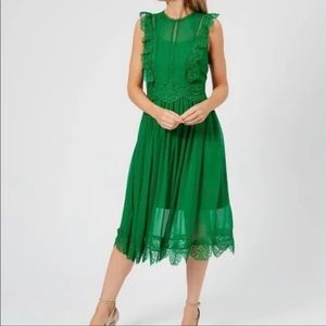 Ted Baker Green Porrla Frill Lace Midi Dress